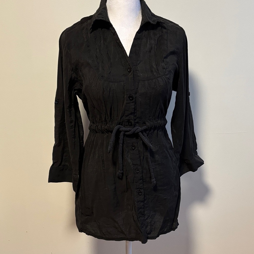 Fiona & Purple Black Shirt with Waist Tie
